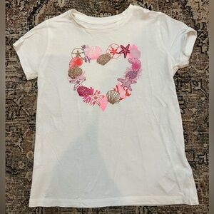 NWOT Jcrew Kids White Seashell Heart T-Shirt